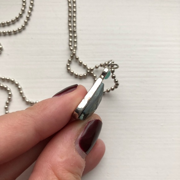 Vintage silver & turquoise stone dog tag necklace - Picture 5 of 7